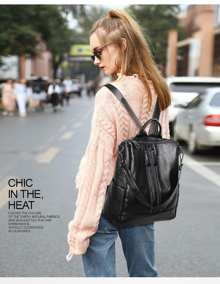 Leather Backpack Vintage - Zaino da donna in morbida pelle
