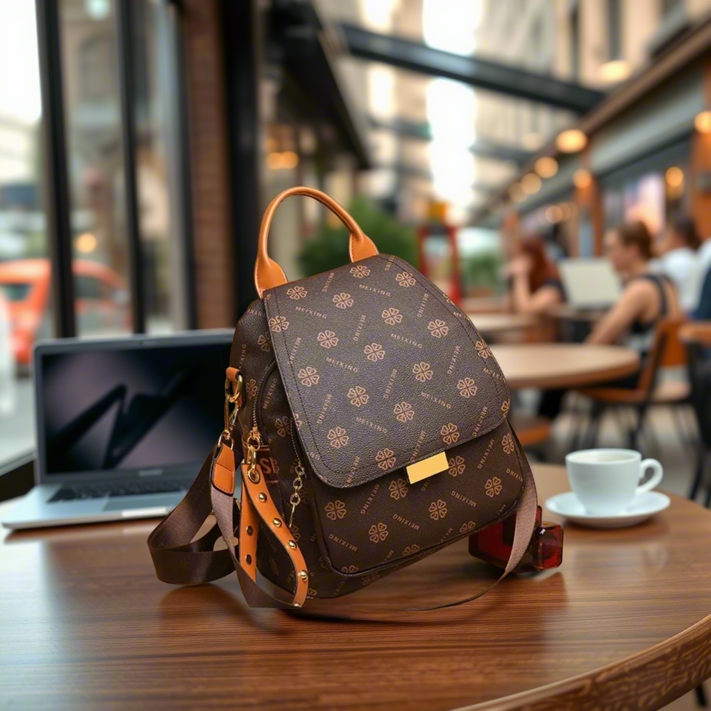 Leather Backpack Vintage - Zaino Retrò Stampato da Donna in
