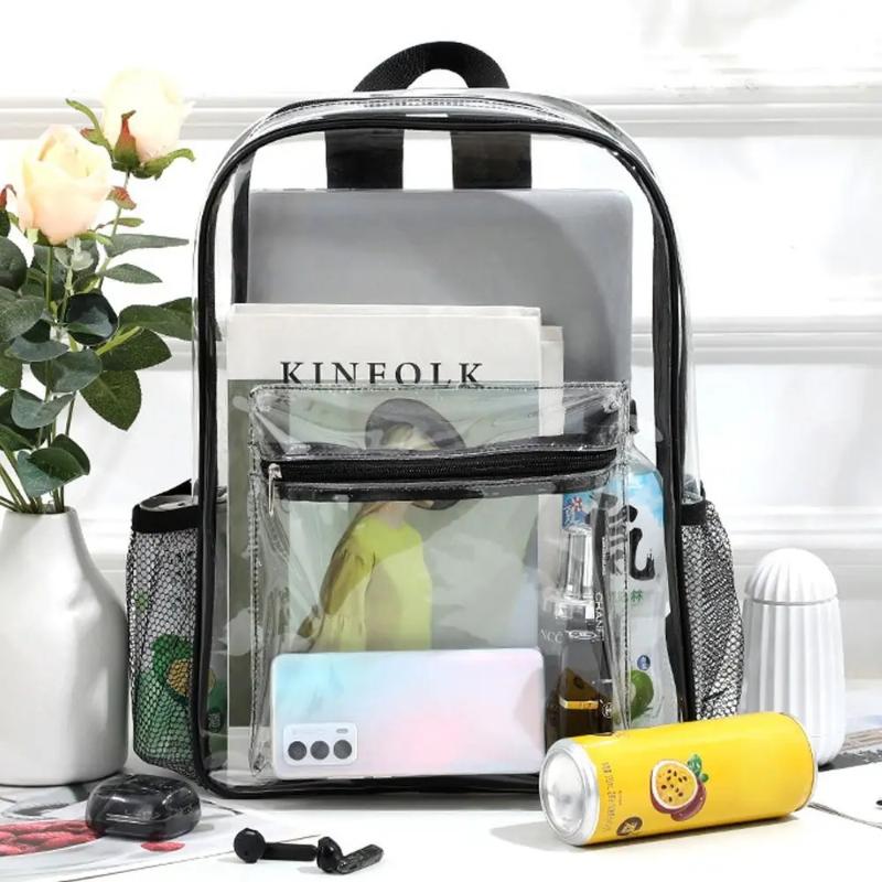 Canvas Backpack Casual - Zaino Trasparente Vly/PVC per Sport all'Aperto,
