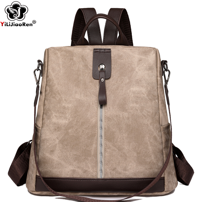 Leather Backpack Vintage - Zaino antifurto alla moda Zaino da