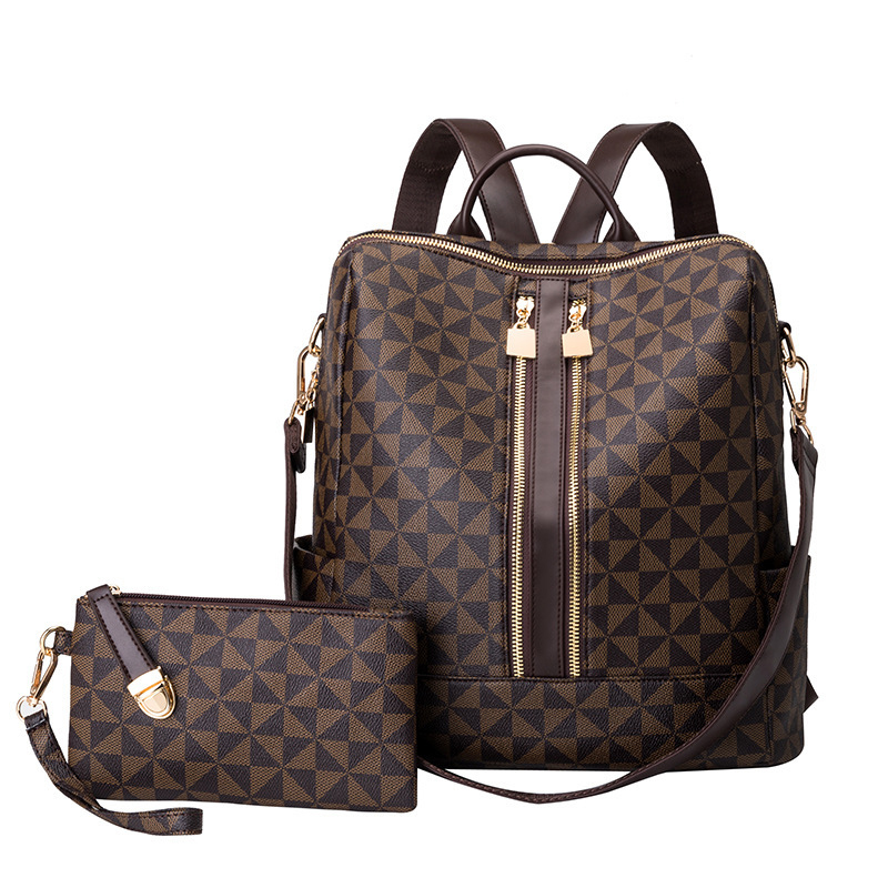 Leather Backpack Vintage - Set zaino e borsetta da 2